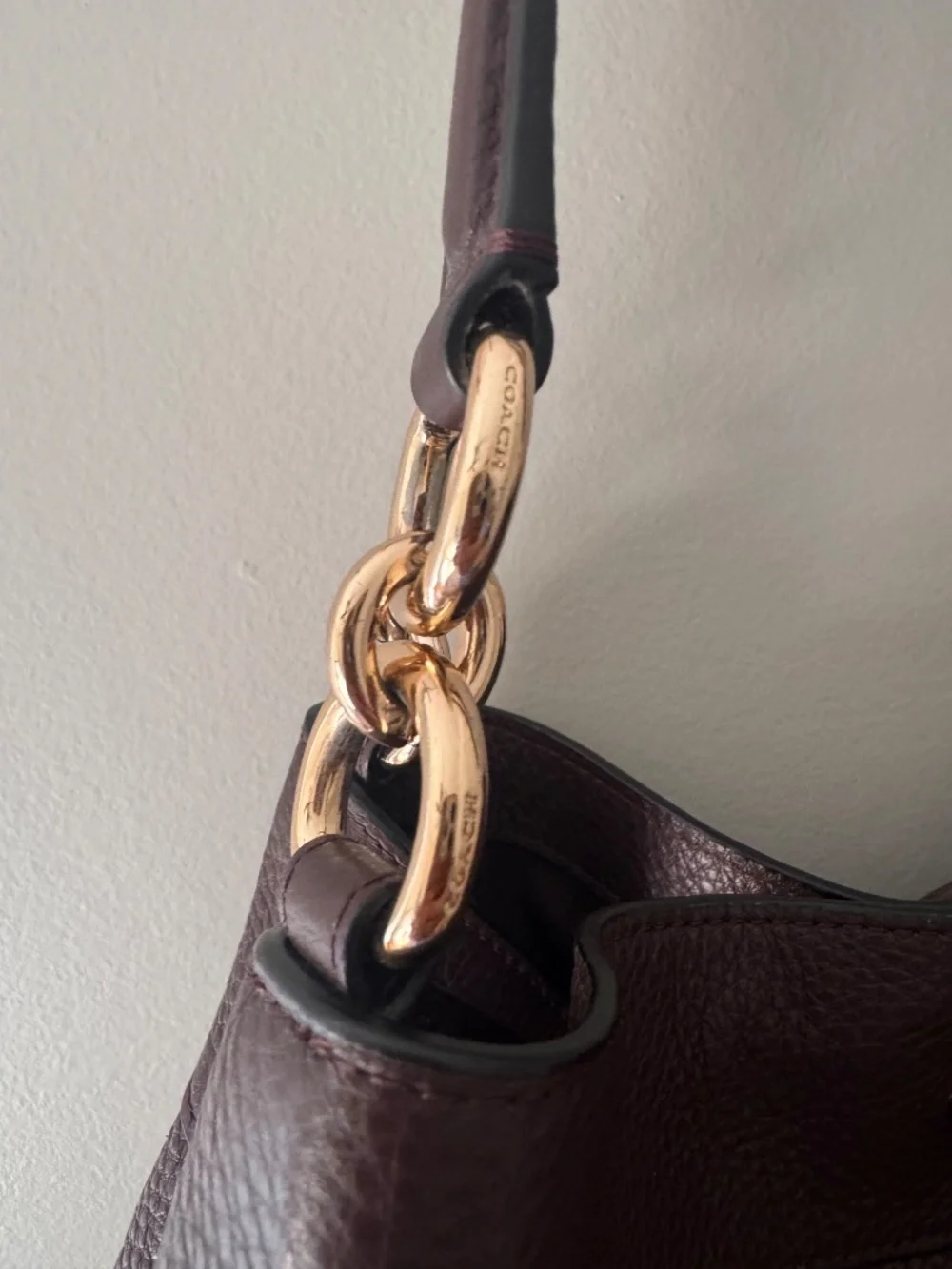 Coach Lexy Pebbled Leather Shoulder Bag Brown F57545